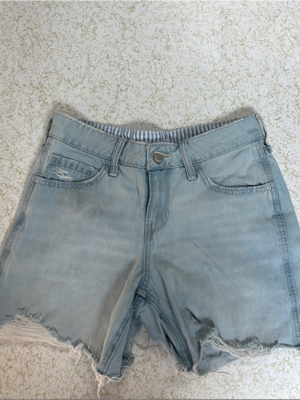 Hollister Light Blue Distressed Denim Shorts